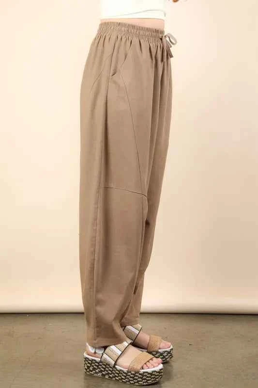 VERY J Solid Barrel Comfy Woven Pants