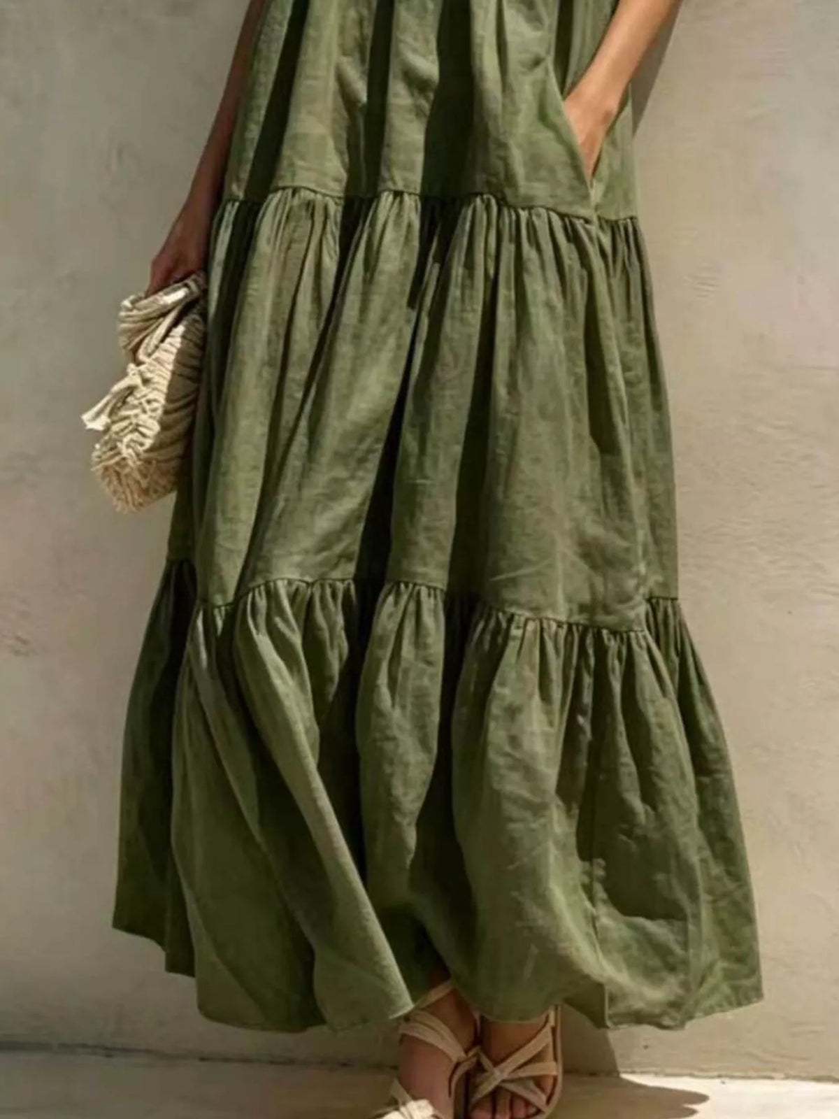 Tiered Scoop Neck Maxi Dress with Pockets – photo 5