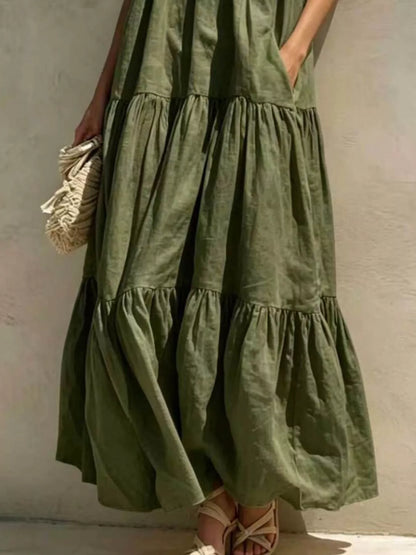 Tiered Scoop Neck Maxi Dress with Pockets – photo 5