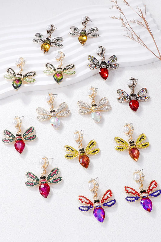 Natural Stone Bee Dangle Earrings — Livostyle