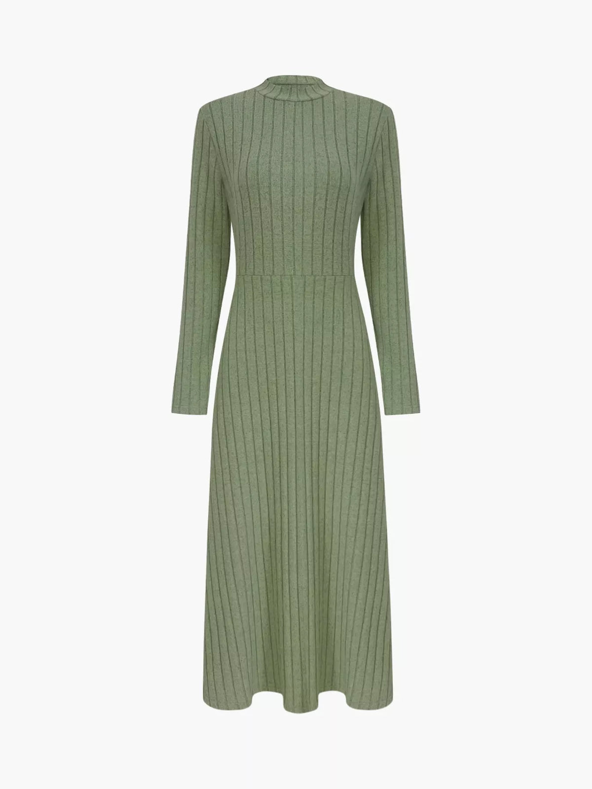 Basic Style Ribbed Knit Long Sleeve Midi Dress – photo 6