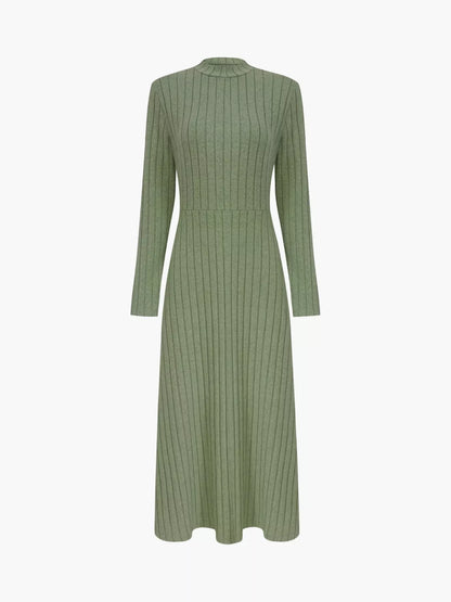 Basic Style Ribbed Knit Long Sleeve Midi Dress – photo 6