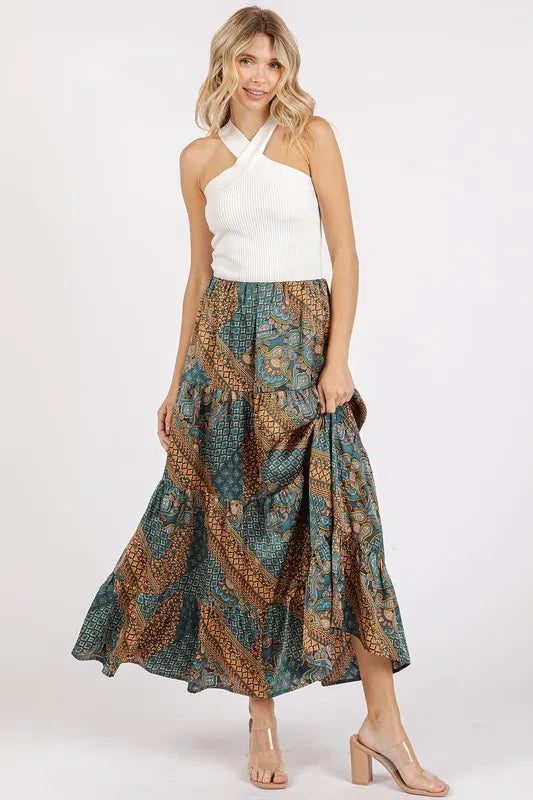 Paisley Patchwork Print Satin Maxi Skirt – photo 3