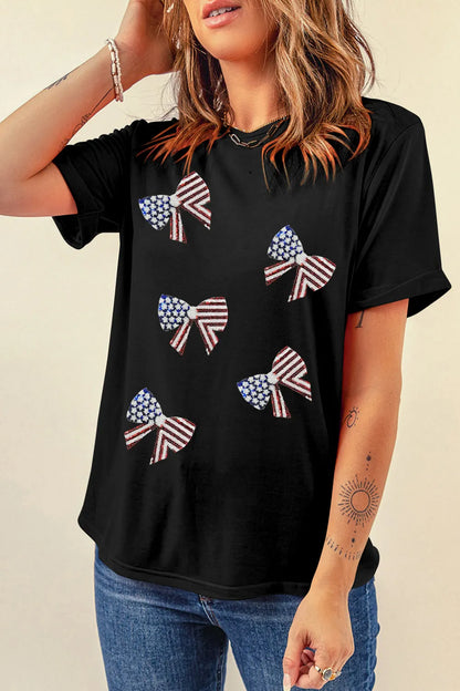 US Flag Round Neck Short Sleeve T-Shirt detail — Livostyle
