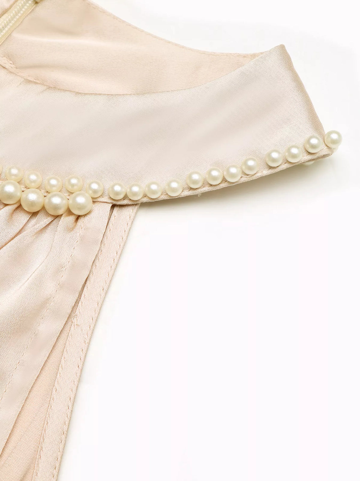 Pearl Halter Ruched Satin Midi Dress – photo 7