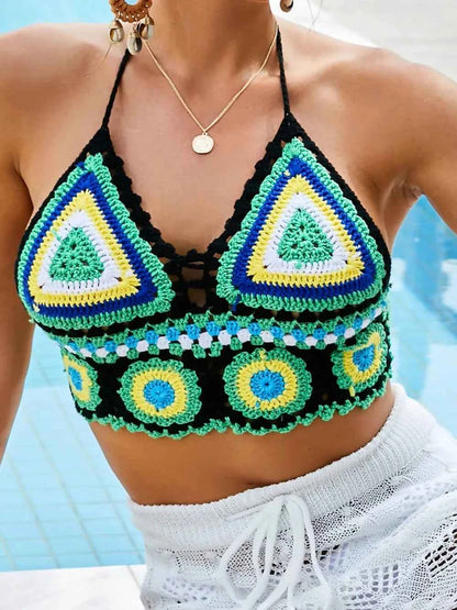 Geometric Halter Neck Swim Top — Livostyle