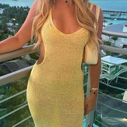 Backless Cutout Scoop Neck Cover-Up Dress — square view — Livostyle