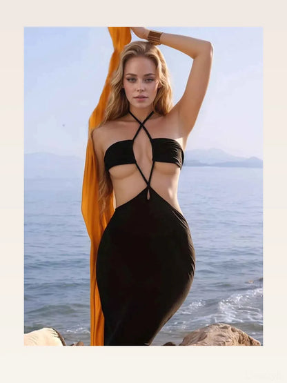 Backless Halter Neck Cover-Up Dress — styled showcase — Livostyle