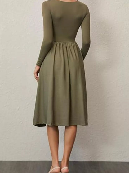 Square Neck Long Sleeve Midi Dress in Cotton Blend – photo 16
