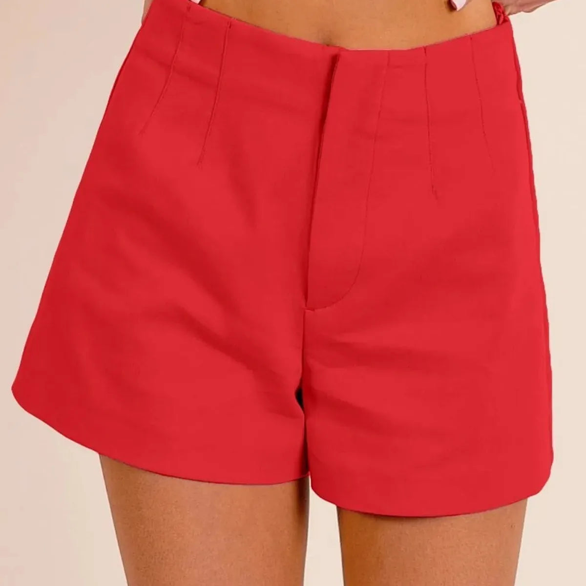 Bandless Tailored Shorts in Cherry — square view — Livostyle