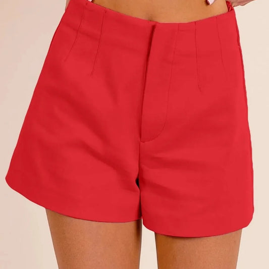 Bandless Tailored Shorts in Cherry — square view — Livostyle