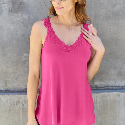 Elegant V-Neck Cami with Lace Detail — square view — Livostyle