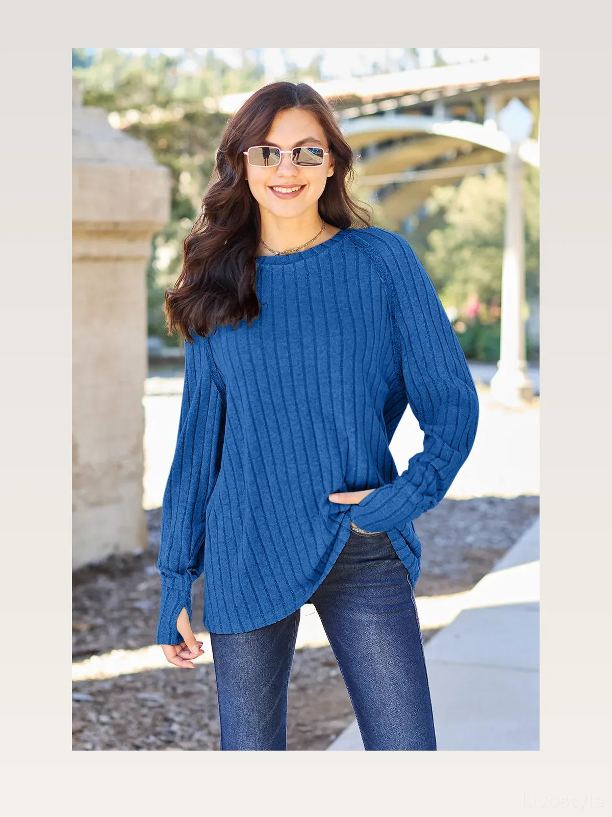 Comfortable Ribbed Knit Top with Long Sleeves — styled showcase — Livostyle