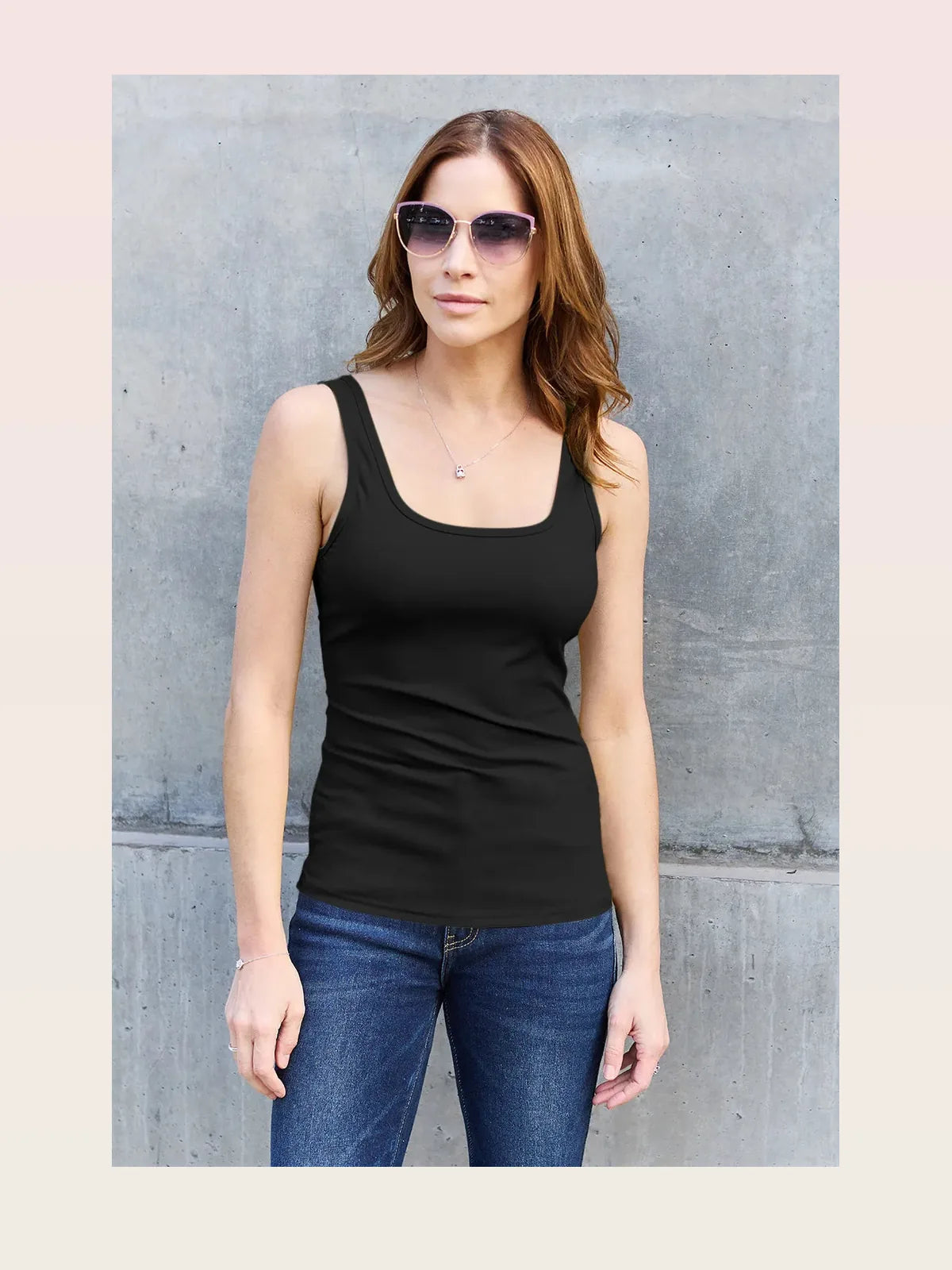 Stylish Square-Neck Tank with Wide Straps — styled showcase — Livostyle