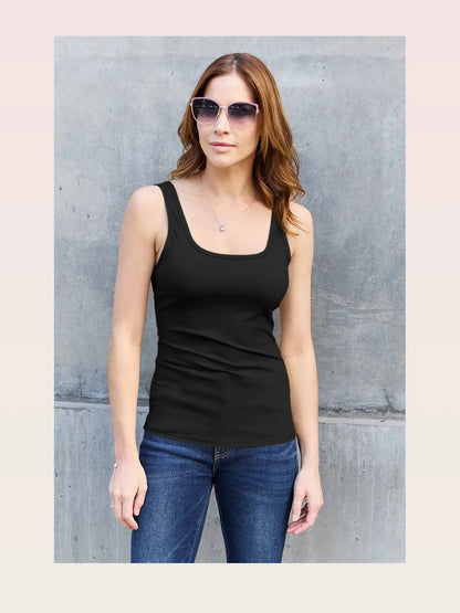 Stylish Square-Neck Tank with Wide Straps — styled showcase — Livostyle