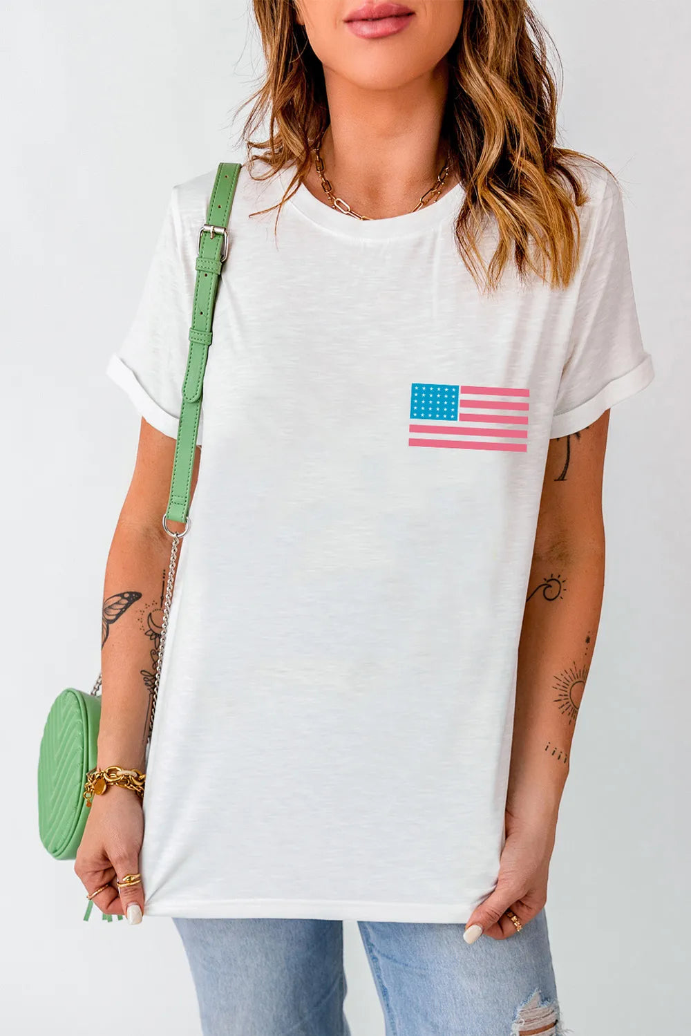 US Flag Round Neck Short Sleeve T-Shirt – photo 2
