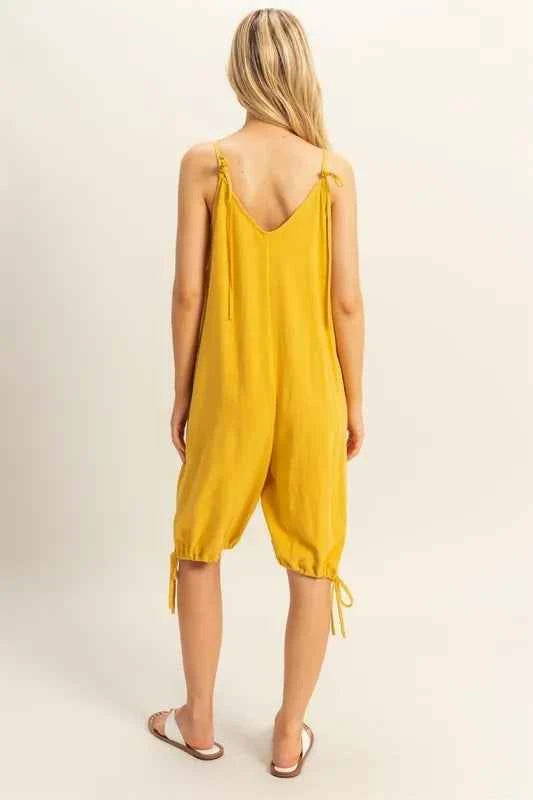 HYFVE V-Neck Pocket Detail Side Tie Hem Romper