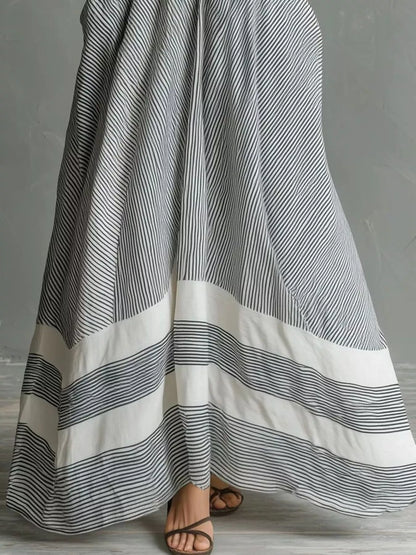 Striped Halter Neck Maxi Dress with Pockets – Plus Size – photo 2