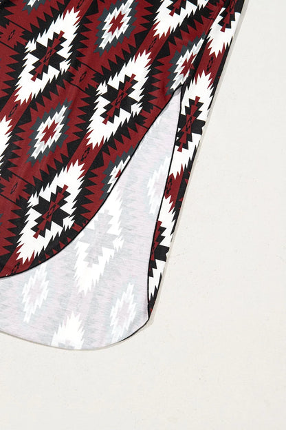 Aztec Print V-Neck Midi Dress with Split Hem – photo 20