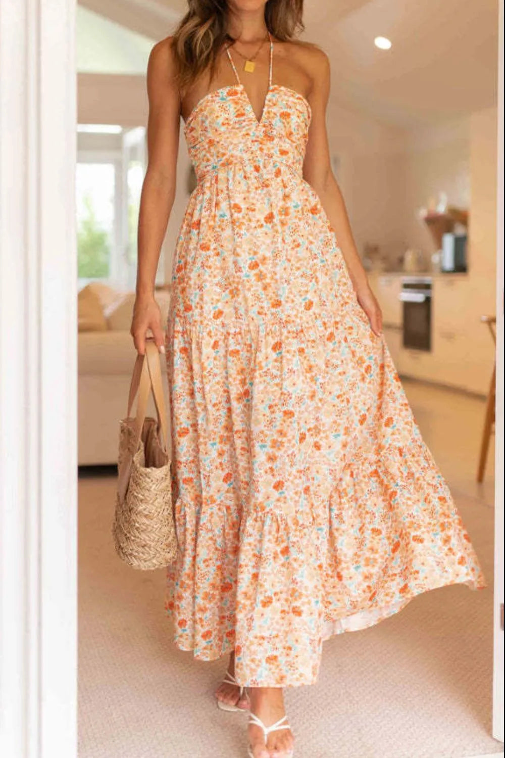 Floral Halter Neck Tiered Maxi Dress – photo 2