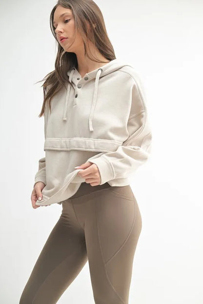 Burnout fleece snap-neck hoodie — Livostyle