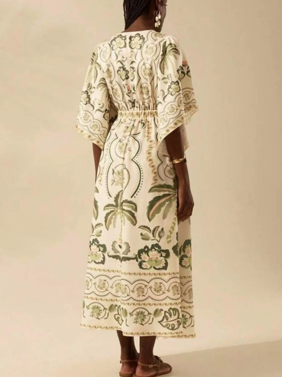 Palm Print V-Neck Midi Dress – photo 7