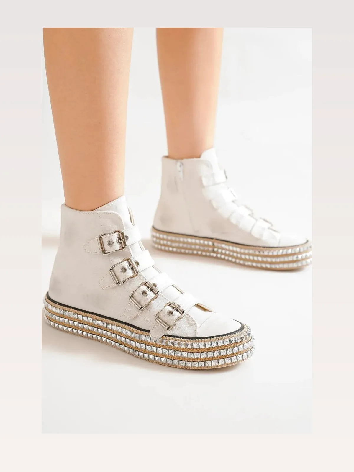 Edgy Multi-Buckle Studded Platform Sneakers for Ultimate Str — styled showcase — Livostyle