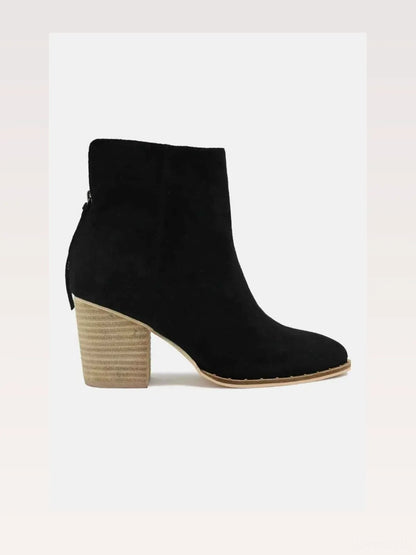 Suede Point Toe Ankle Booties with Mid Heel – photo 3