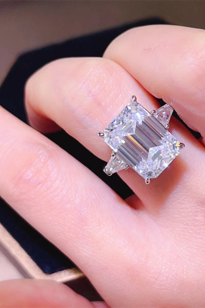5 Carat Moissanite 925 Sterling Silver Ring — Emerald-Cut White-Gold — Livostyle