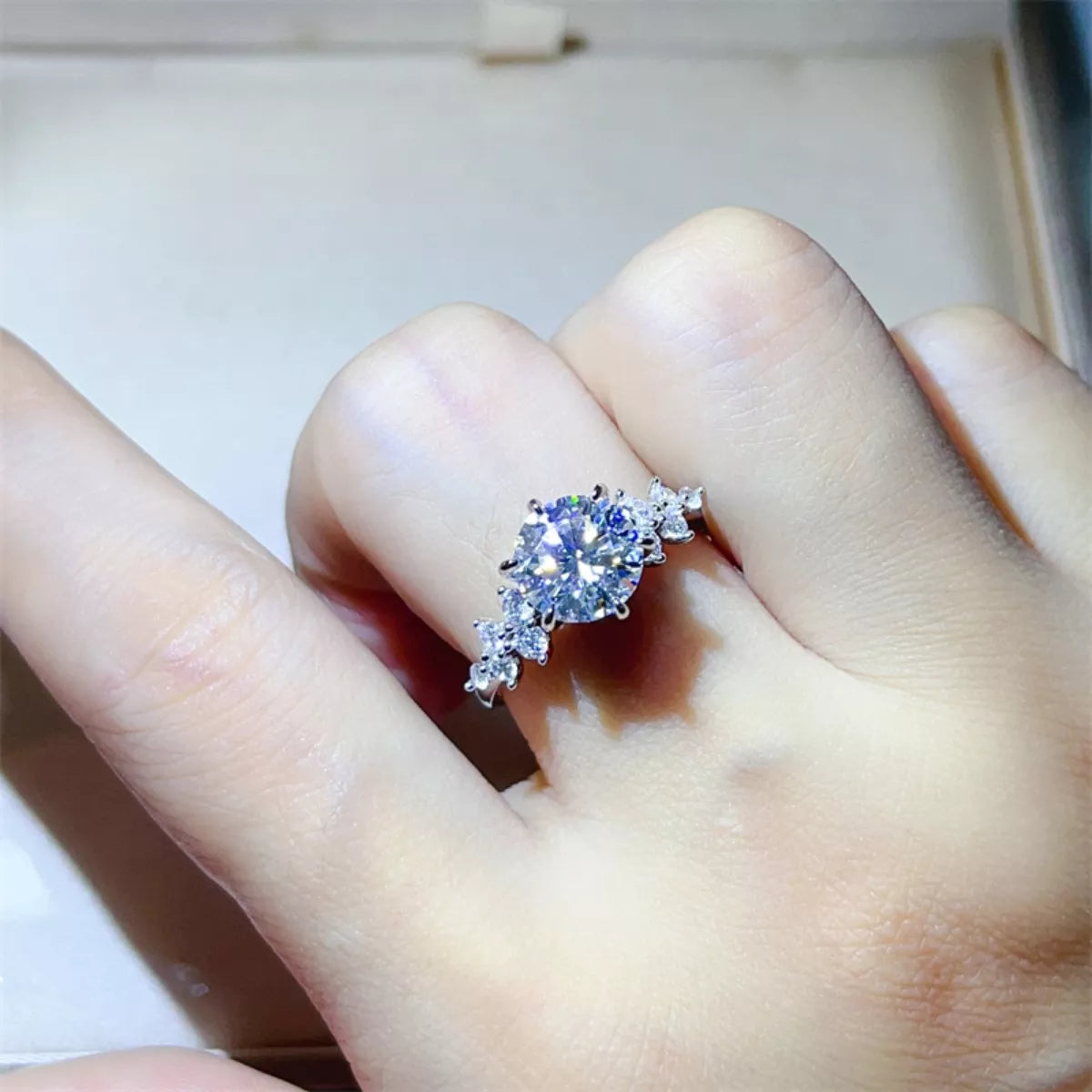 3 Carat Moissanite 925 Sterling Silver Ring — Round-Cut Cluster — Livostyle