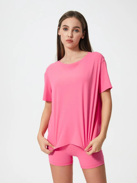 Round Neck Short Sleeve Active T-Shirt — Livostyle