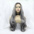 24" Lace Front Synthetic Wig in Gray, Long Wavy — Livostyle
