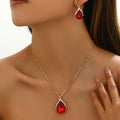 18K Gold-Plated Rhinestone Teardrop Necklace and Earrings Jewelry Set — Livostyle