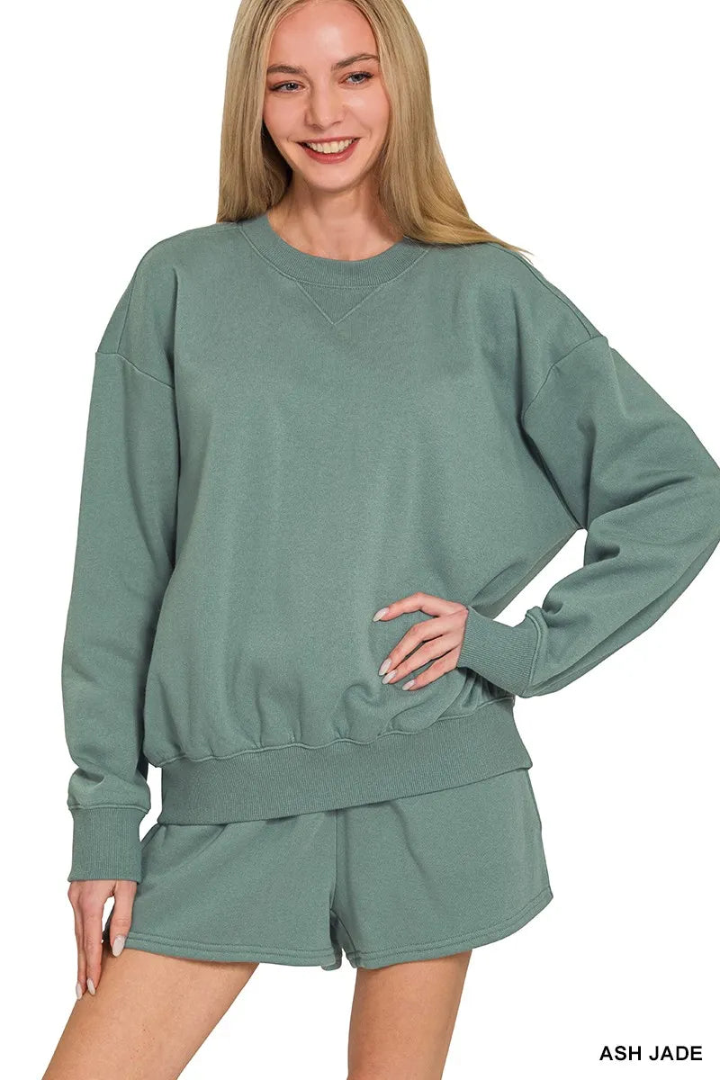Fleece long-sleeve sweatshirt and shorts matching set — Livostyle