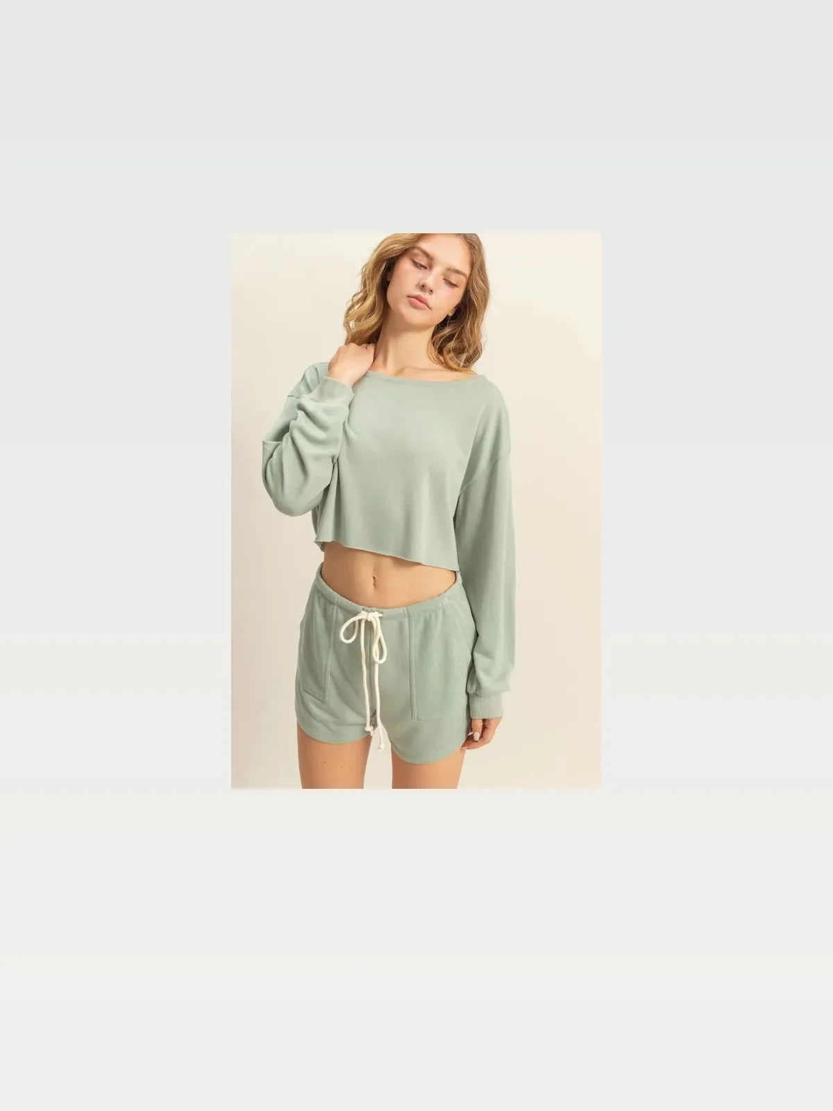 Stylish Boat Neck Long Sleeve Crop Top — styled showcase — Livostyle