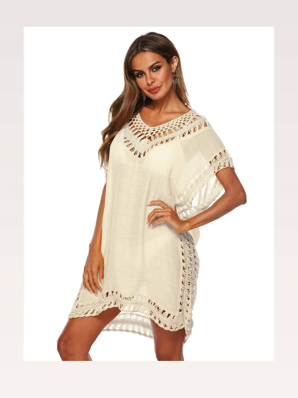 Bohemian Crochet Trim Beach Cover Up Dress — styled showcase — Livostyle