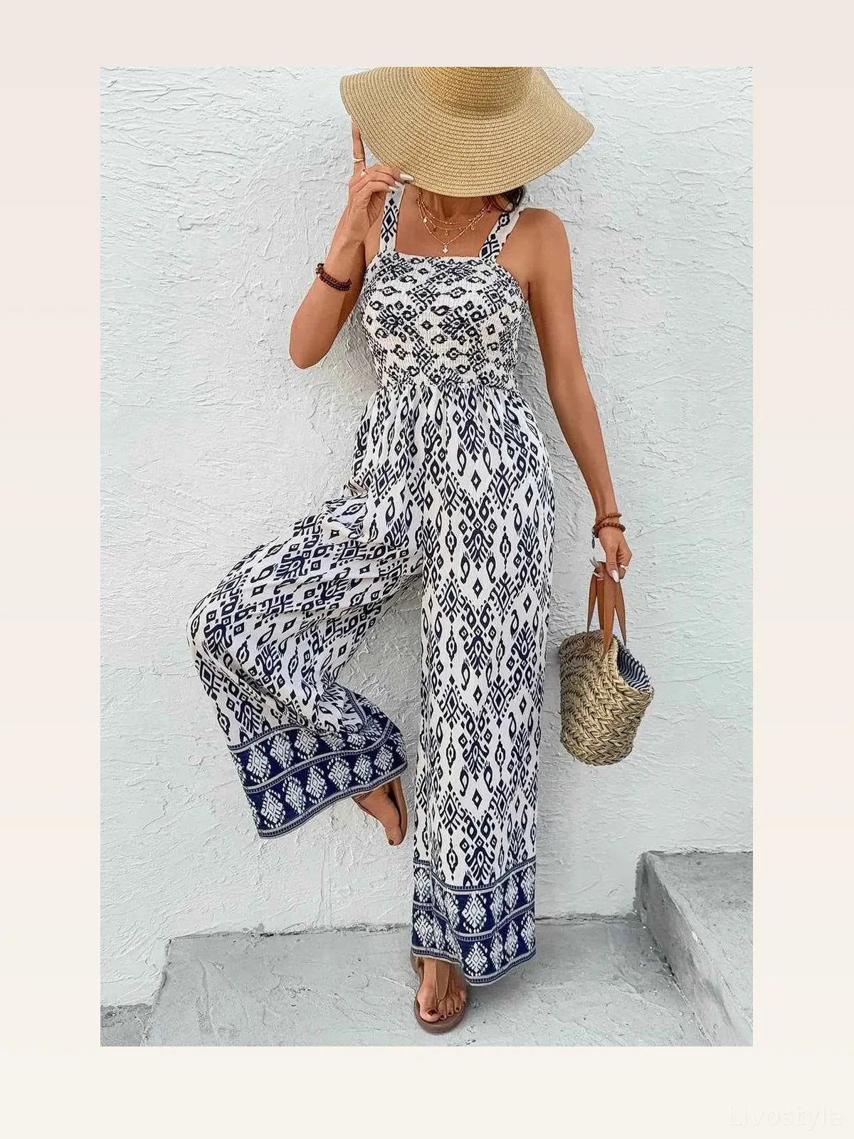 Bohemian Print Wide Leg Jumpsuit — styled showcase — Livostyle