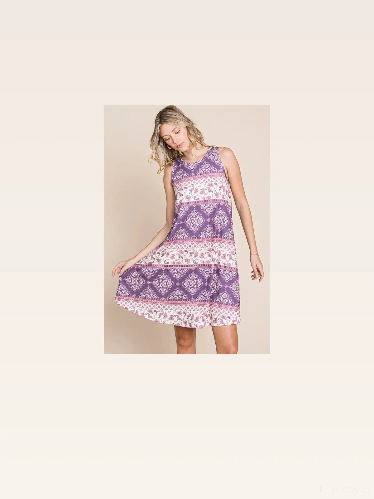 Chic Bohemian Print Sleeveless Summer Dress — styled showcase — Livostyle