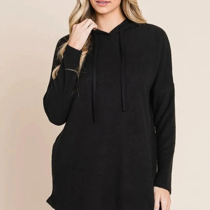 Relaxed-Fit Knit Hoodie with Drop Shoulders — square view — Livostyle