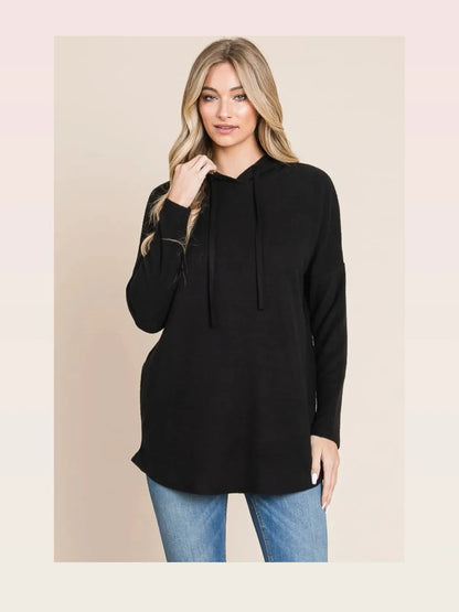 Relaxed-Fit Knit Hoodie with Drop Shoulders — styled showcase — Livostyle