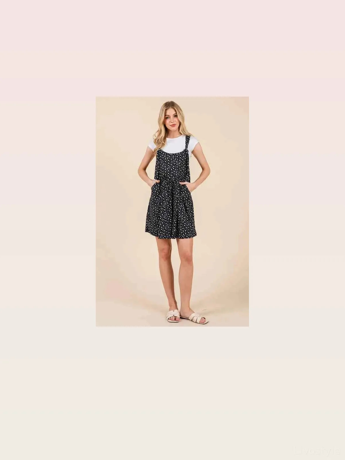 Black Floral Print Overalls with Pockets — styled showcase — Livostyle