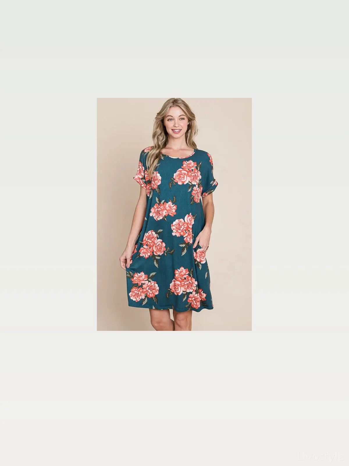 Stylish Floral Tee Dress with Pockets — styled showcase — Livostyle