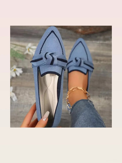 Stylish Point Toe Loafers with Bow Contrast Trim — styled showcase — Livostyle