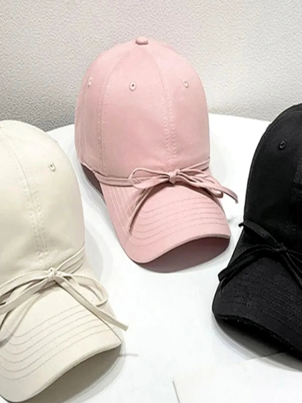 Bow Solid Color Baseball Cap — detail view — Livostyle