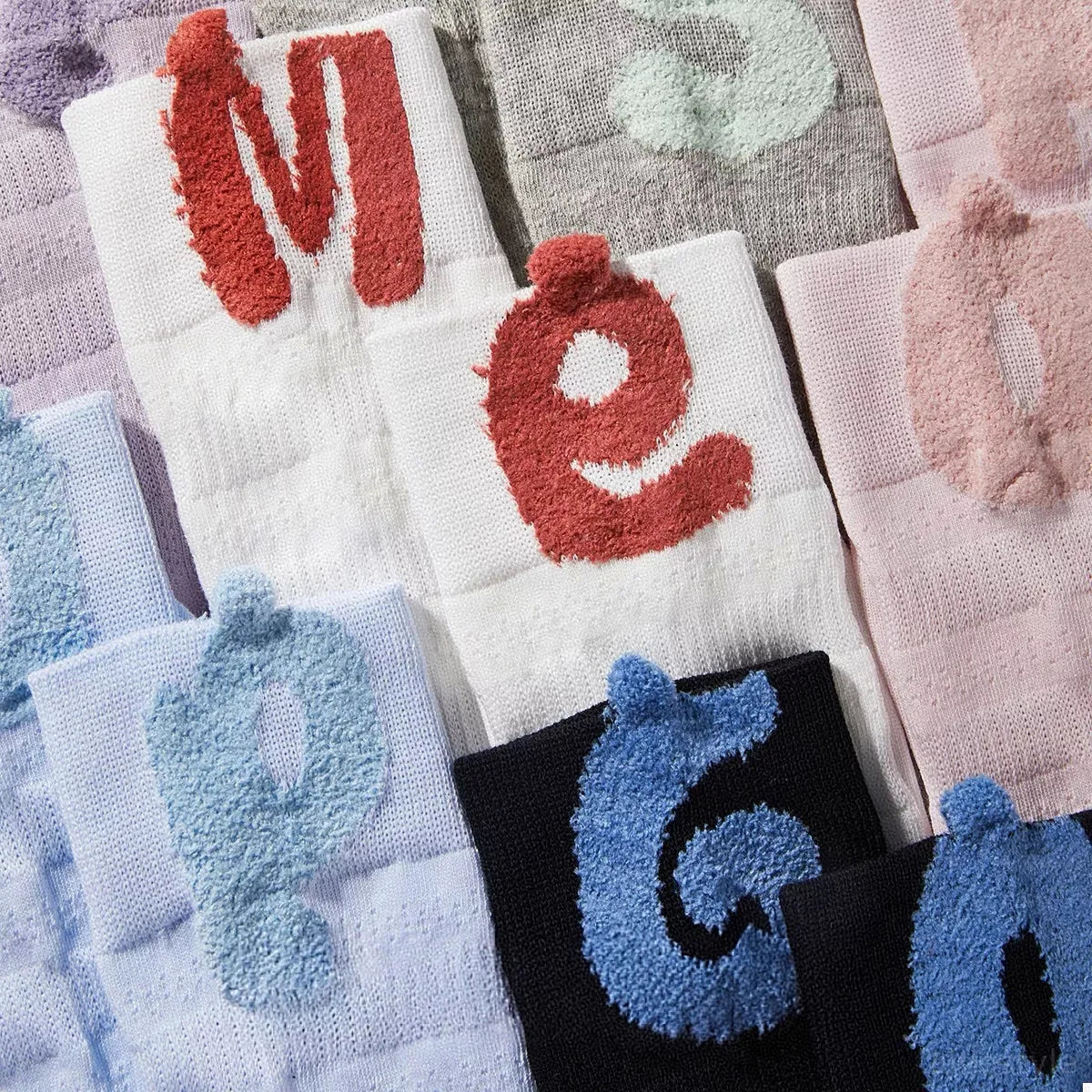 Breathable Letter Crew Socks — square view — Livostyle