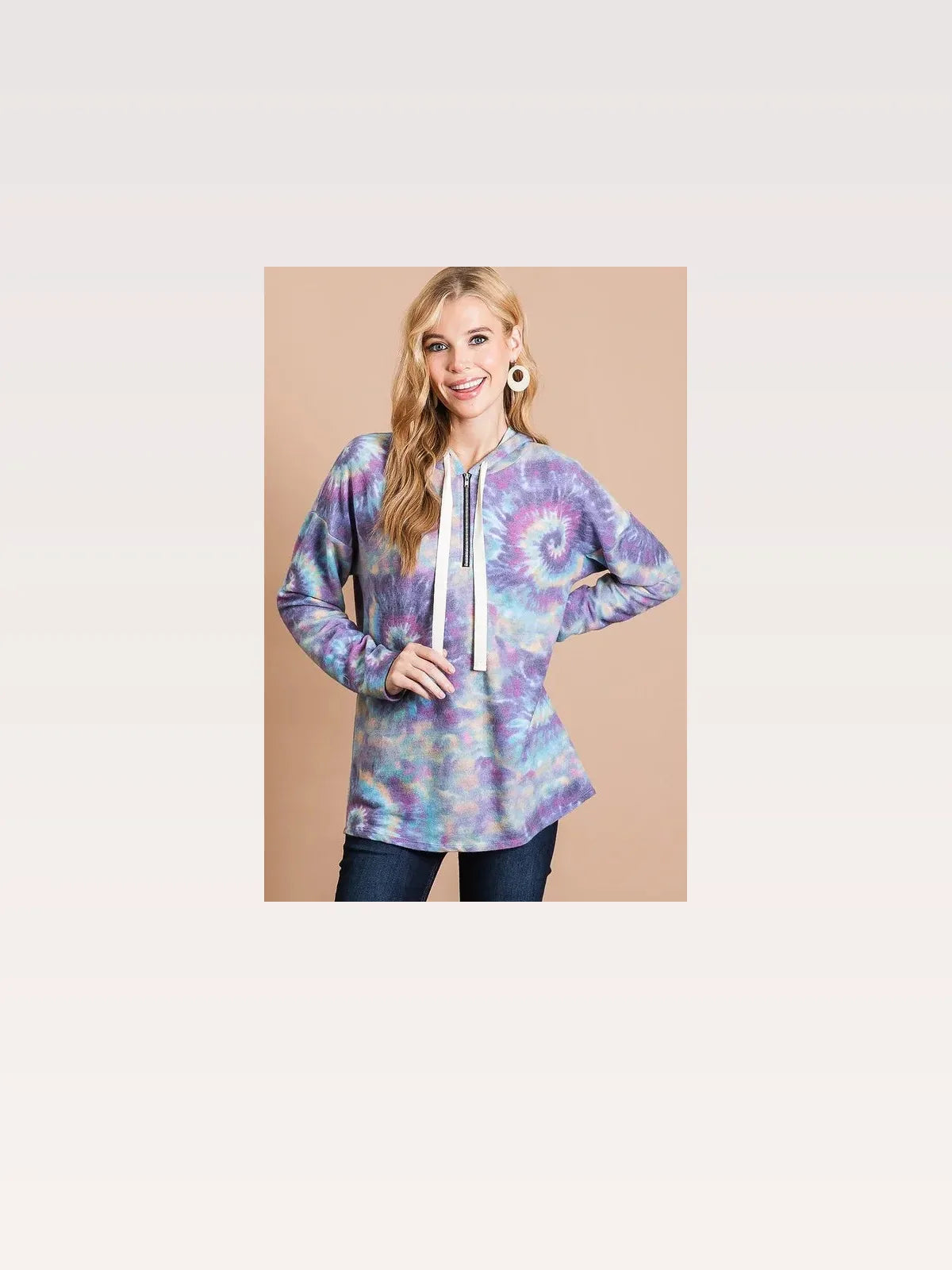 Soft & Stylish Hoodie in Brushed Tie-Dye Terry Print — styled showcase — Livostyle