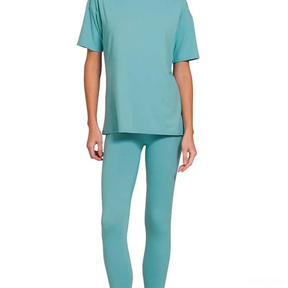 Brushed Microfiber Short Sleeve Top and Pants Lounge Set