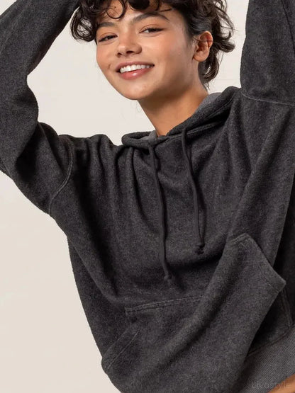 Cozy Long-Sleeve Hoodie with Practical Kangaroo Pocket — detail view — Livostyle