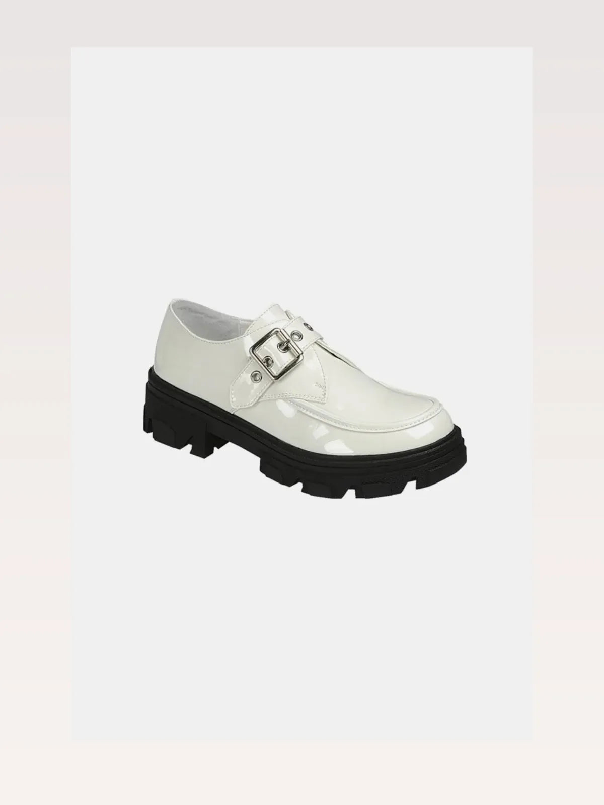 Trendy Vegan Leather Loafers with Buckle and Platform Lug So — styled showcase — Livostyle