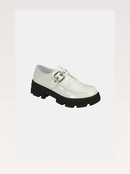 Trendy Vegan Leather Loafers with Buckle and Platform Lug So — styled showcase — Livostyle